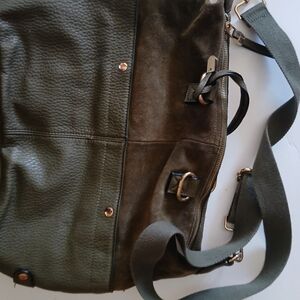 Moda Luxe Olive & Dark Green Leather Suede Hobo Crossbody